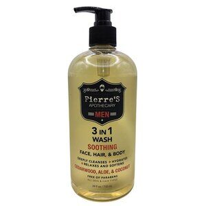 Pierres Apothecary Mens 3in1 Wash 24oz Face Hair Body Cedarwood Aloe Coconut